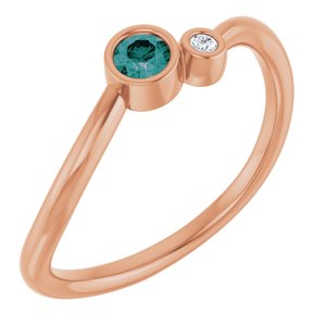 14K Rose 3 mm Round Chatham® Lab-Created Alexandrite & .02 CT Diamond Ring